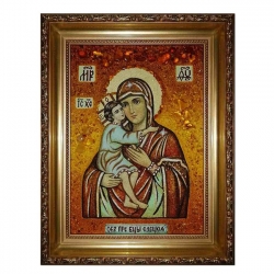 Amber Icon of the Blessed Virgin Eletskaya 40x60 cm - фото