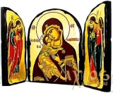 Icon under the antiquity The Blessed Virgin Mary Vladimir Warehouse triple 14x10 cm
