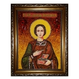 Amber Icon Holy Great Martyr and Healer Panteleimon 40x60 cm