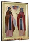 Икона Петр и Феврония Муромские в позолоте Греческий стиль  без шкатулки