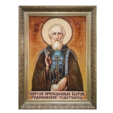 The Amber Icon of St. Sergius of Radonezh The Wonderworker of 15x20 cm