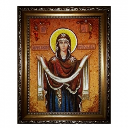Amber Icon Cover of the Blessed Virgin Mary 30x40 cm - фото