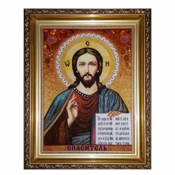 Янтарная икона Спас Вседержитель 80x120 см - фото