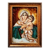The Amber Icon of the Most Holy Theotokos with the Infant Christ 15x20 cm