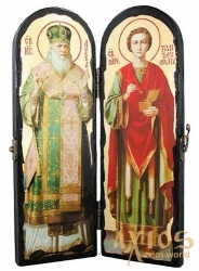 An icon for the old times St. Luke the Crimean and Holy Healer Panteleimon Warehouse double 10x30 cm - фото