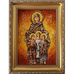 Amber Icon Holy Martyrs Faith, Hope, Love and Their Mother Sofia 60x80 cm - фото