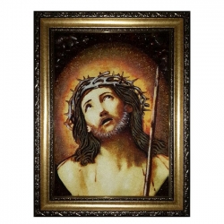 Amber Icon of the Lord in the crown of thorns 80x120 cm - фото