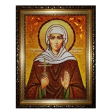 Amber Icon Holy Blessed Xenia of Petersburg 15x20 cm