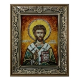 Amber Icon of Saint Justinian Lazarus 30x40 cm
