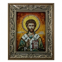 Amber Icon of Saint Justinian Lazarus 15x20 cm - фото