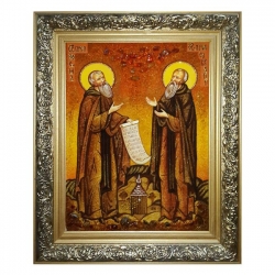 Amber icon The Monk Zosima and Savvatiy Solovetsky 60x80 cm - фото