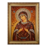 Amber Icon of the Blessed Virgin Mary of the Seven Shot 15x20 cm