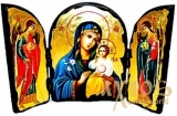 Icon under the antiquity The Blessed Virgin Mary Unfading Color Skladen triple 14x10 cm