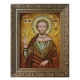 Amber Icon Holy Martyr Leonid 30x40 cm