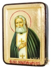 Икона Преподобный Серафим Саровский Чудотворец Греческий стиль в позолоте  без шкатулки