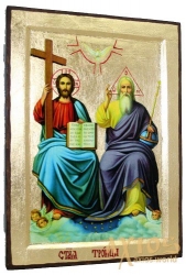 Икона Святая Троица Новозаветная Греческий стиль в позолоте  без шкатулки - фото