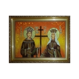 The amber icon The Holy Equal to the Apostles Constantine and Elena 30x40 cm