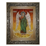 Amber Icon Holy Guardian Angel with a sword 15x20 cm