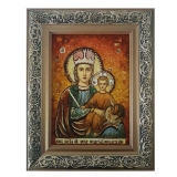 The Amber Icon of the Blessed Virgin Mary Before Christmas 15x20 cm