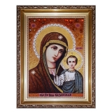 Amber Icon of the Blessed Virgin Mary of Kazan 80x120 cm