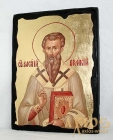 Икона под старину Святитель Василий Великий с позолотой 7x10 см