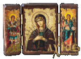 Icon under the antiquity of the Blessed Virgin Mary Seven-sided trellis treble 14x10 cm