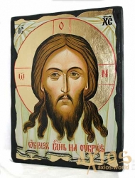 An icon under the antiquity of the Savior Not Made by Hands with gilding 17x23 cm - фото