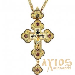 Brass cross in gilt with print and chain - фото