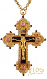 Cross pectoral №1, stones, gilding, enamel, 85х120 - фото
