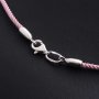 Silk pink lace with a smooth clasp (2mm), silver 925, silk, О 18402