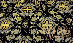 Church light viscose fabric with crosses and vine (GREECE) - фото