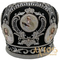 Miter "Crown", black velvet - фото