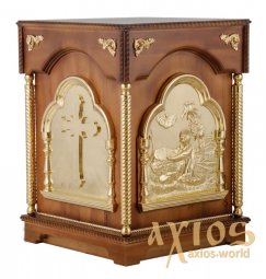 The altar is rectangular, wooden, No. 1 with a door and gilded elements - фото