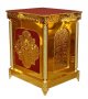 Altar, 75х85 cm, damask, dsp, chasing, collapsible, with cast legs (red)
