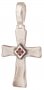 Cross with square stone, 925° sterling silver, garnet