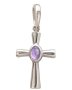 Cross with natural amethyst silver 925 °