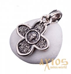 Native cross «Savior Not Made by Hands. Prayer», silver 925 ° with blackening, 30x17 mm, O 131018 - фото