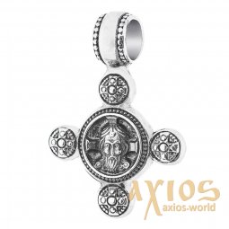 Native cross «Savior Not Made by Hands. Angel Guardian», silver 925 ° with blackening, 25x17 mm, O 13447 - фото