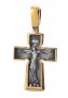 The cross «Crucifixion. Pray God's mercy» silver 925 °, with gilding and blacking 23x12 mm, O 131670