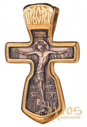 The cross «Crucifixion» silver 925 °, with gilding and blackening 30x18 mm, O 131683 - фото