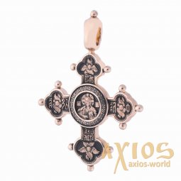 The natty cross «Lord Almighty. «To the Blessed Virgin», gold 585 with blackening, 50x35mm, О п01842 - фото