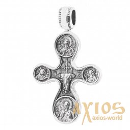 The natest cross «Etimasiya. Eight Saints», silver 925 with blackening, 35x21mm, O 13529 - фото