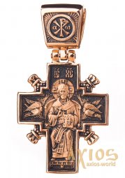 The cross «Jesus Christ» is the King of Kings ». Icon of the Mother of God «Derzhavnaya», gold 585, with blackening 40x22mm, О п02407 - фото