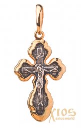 The cross «Crucifixion», silver 925, with gilding and blackening, 26x10mm, About 131969 - фото