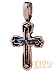 The cross «Crucifixion with Prayer», gold 585, with blackening 24x13mm, О п02536 - фото