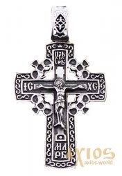 Neck cross «Calvary cross», silver 925, with blackening, 52x32mm, O 131043 - фото