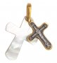 Cross with mother-of-pearl pendant, silver 925° gilt, mother of pearl