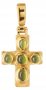 Cross with cabochon, silver 925° with a gold-plated chrysolite