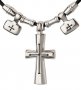 Cross pendant on cord, silver 925°