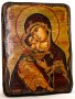 Icon of the Holy Theotokos antique Vladimir 13x17 cm